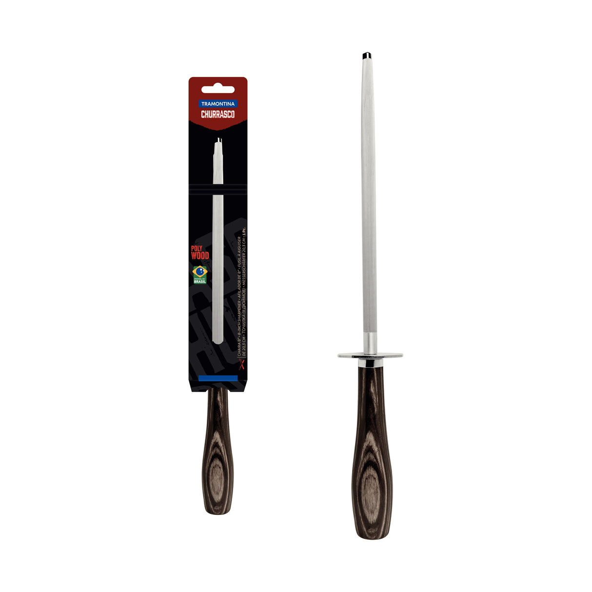 Churrasco Polywood Honing Steel With Brown Handle, 8"