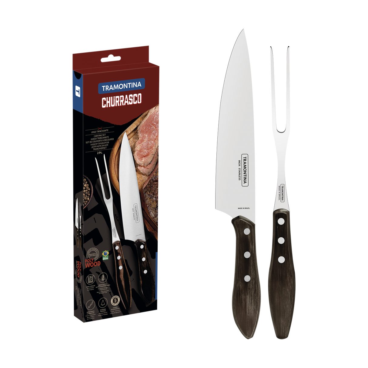 Churrasco Polywood 2-Piece BBQ Set, Brown