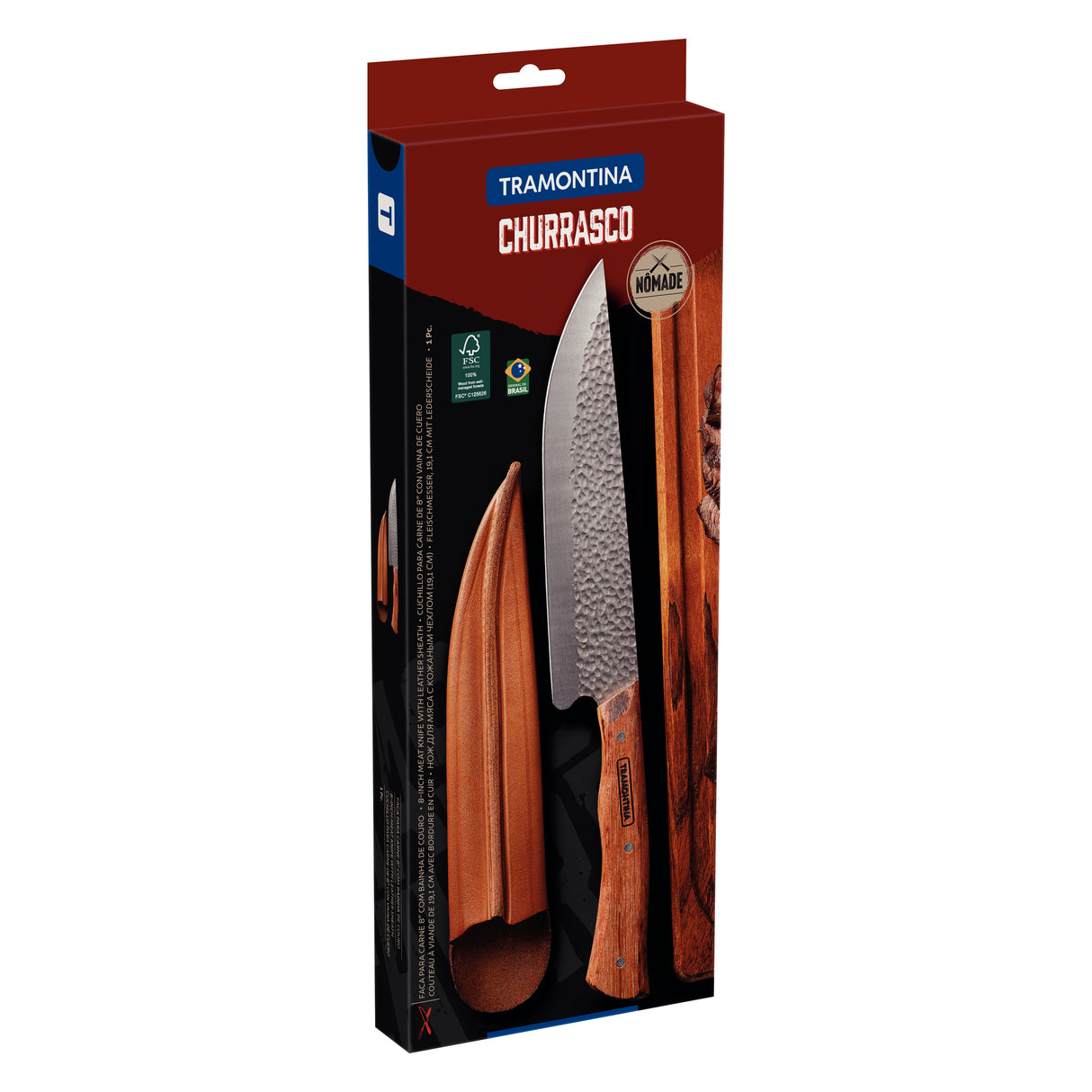 Nômade Meat Knife with Leather Sheath, 8"