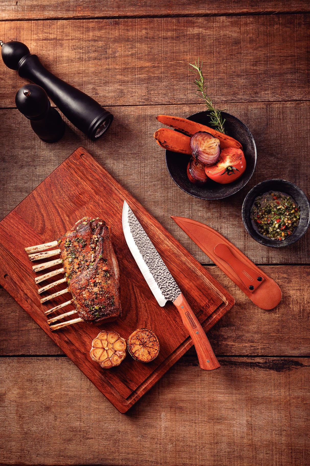 Nômade Meat Knife with Leather Sheath, 8"