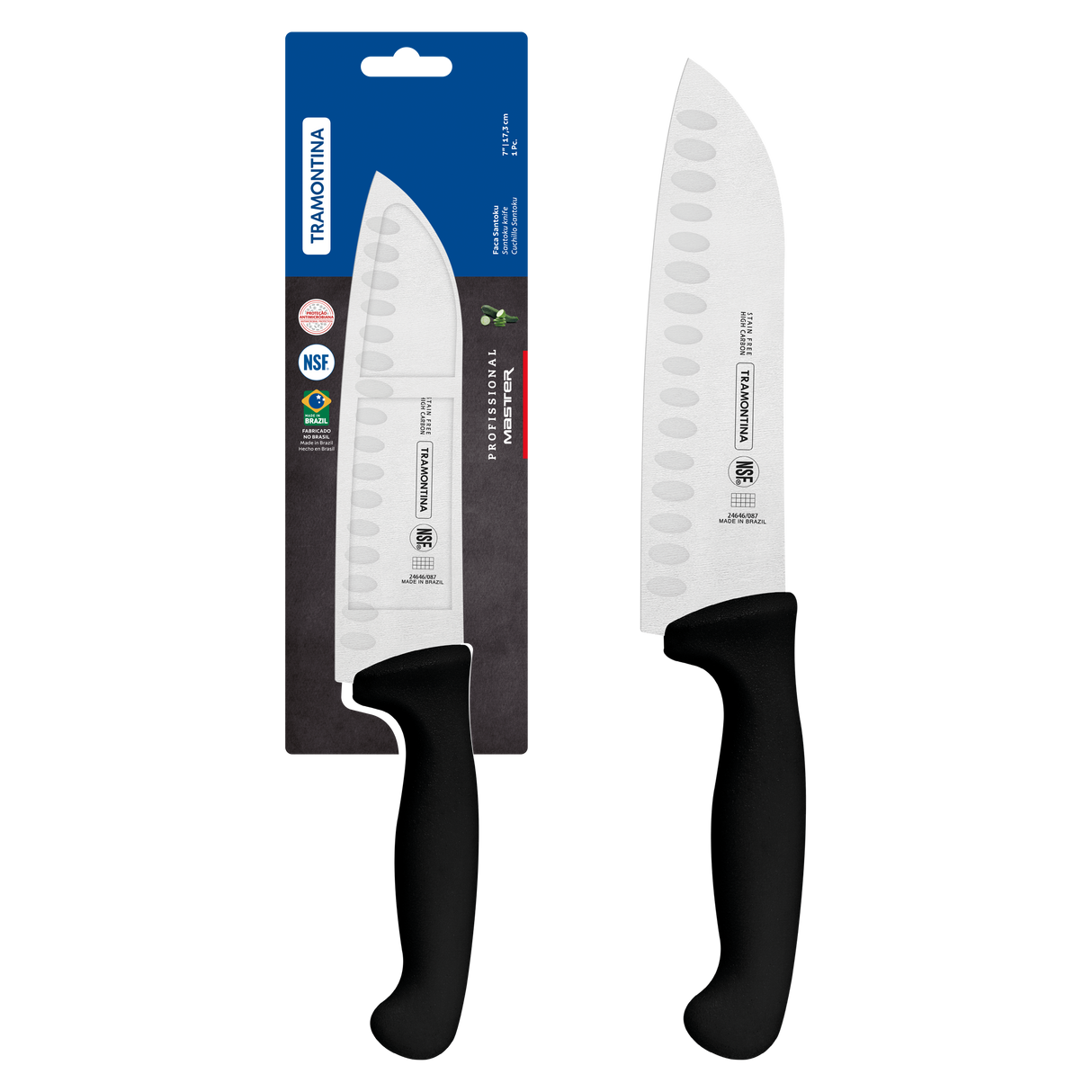Professional Master Black Santoku Knife, 7"