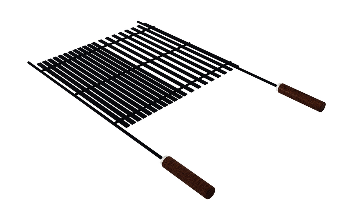 Churrasco Black Nitrocarburized Carbon Steel Grill with Wooden Handles