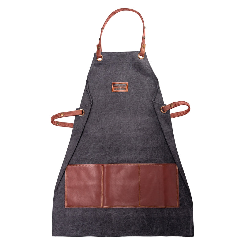 Churrasco Black Fabric and Faux Leather Apron