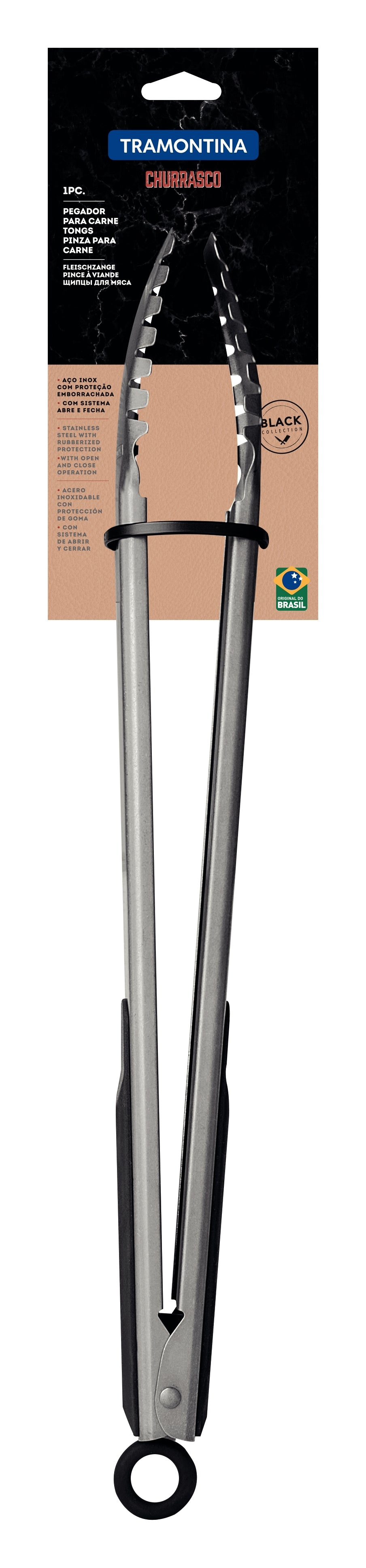 Churrasco Black Barbecue Meat Tong