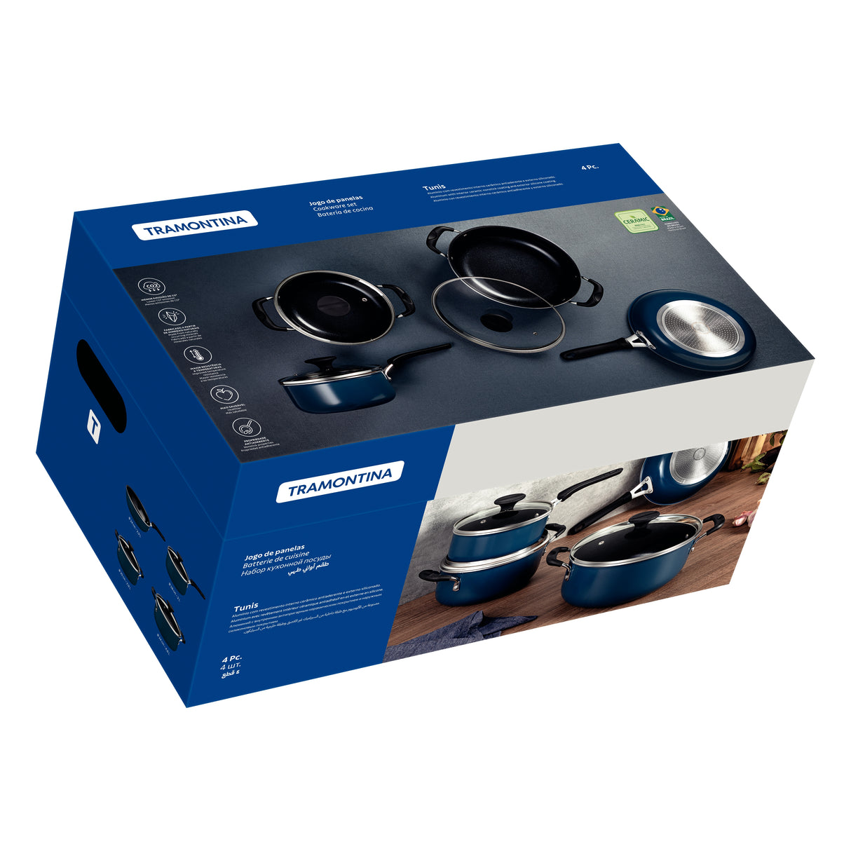 Tunis Aluminium Ceramic 4-Piece Cookware Set