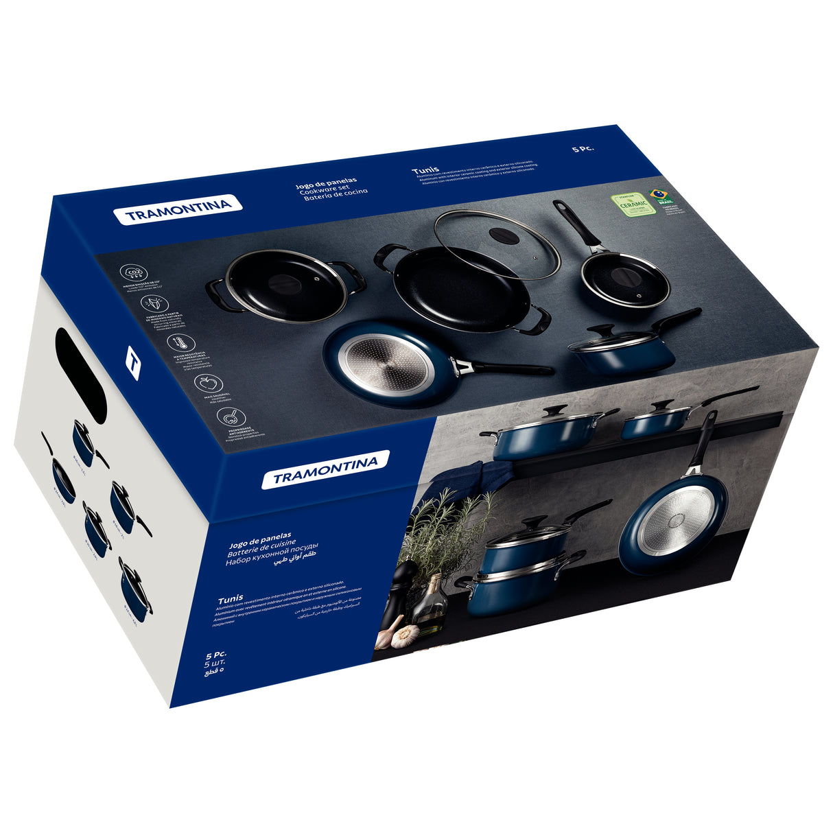 Tunis Aluminium Ceramic 5-Piece Cookware Set