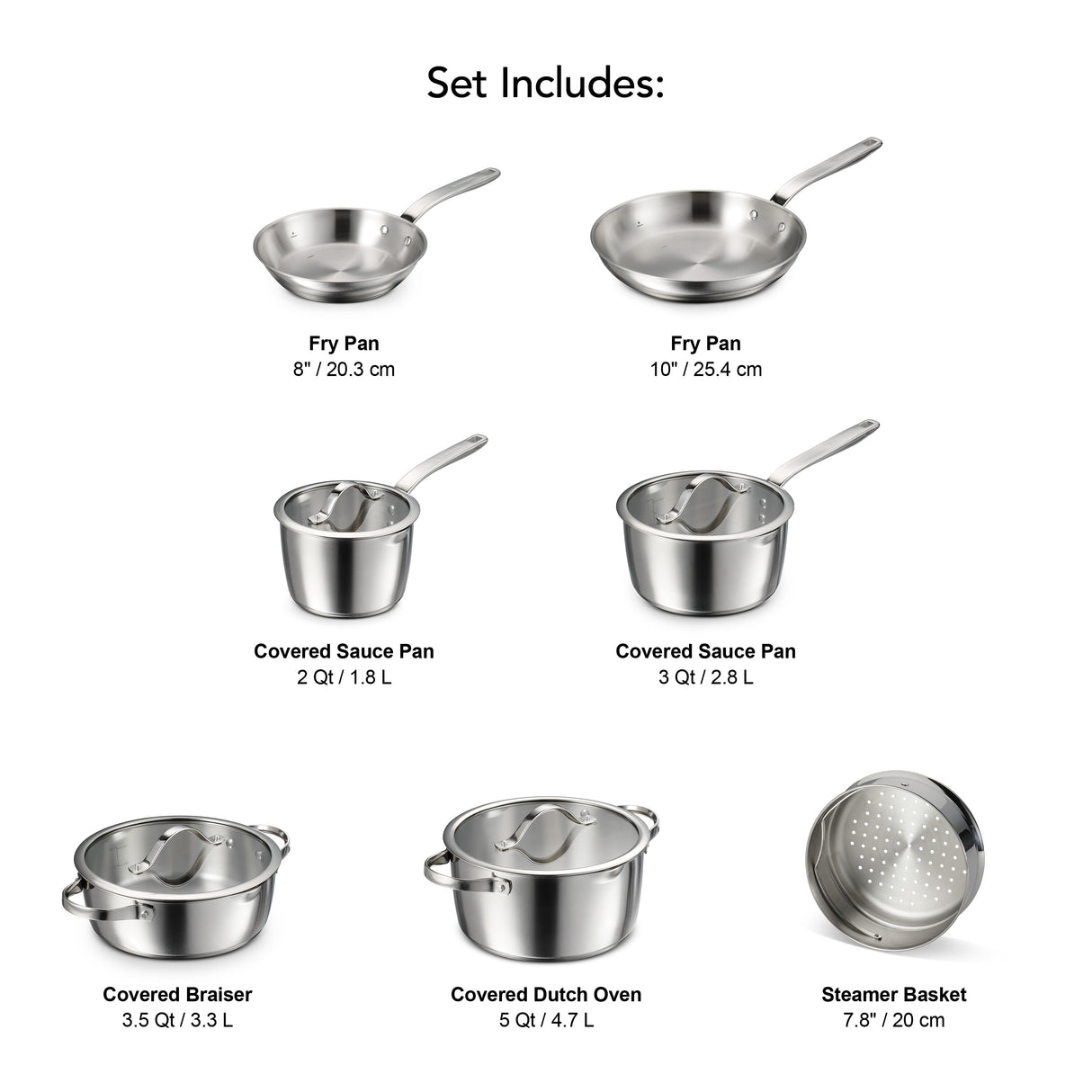 Tempo 7-Piece Stainless Steel Cookware Set