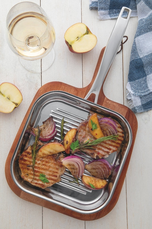 Grano Try-Ply Clad Stainless Steel Skillet Grill, 22cm, 1.2L