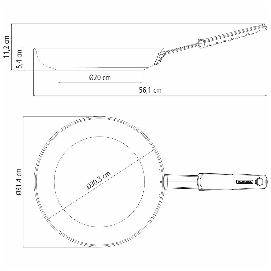 Professional Stainless Steel Frying Pan with Tri-Ply Base and Removable Grey Silicone sleeve, 30cm