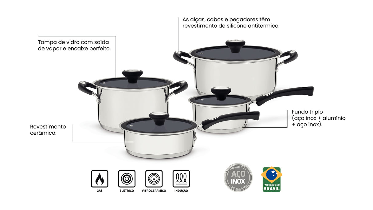 Solar Ceramic 4-Piece Cookware Set