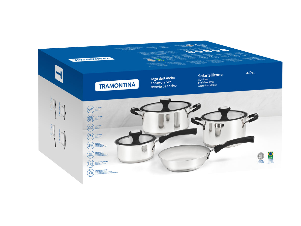 Solar Stainless Steel 4-Piece Cookware Set