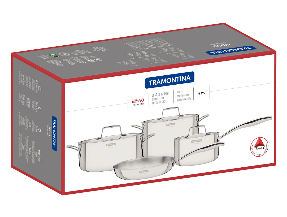 Grano Try-Ply Clad Stainless Steel 4-Piece Cookware Set