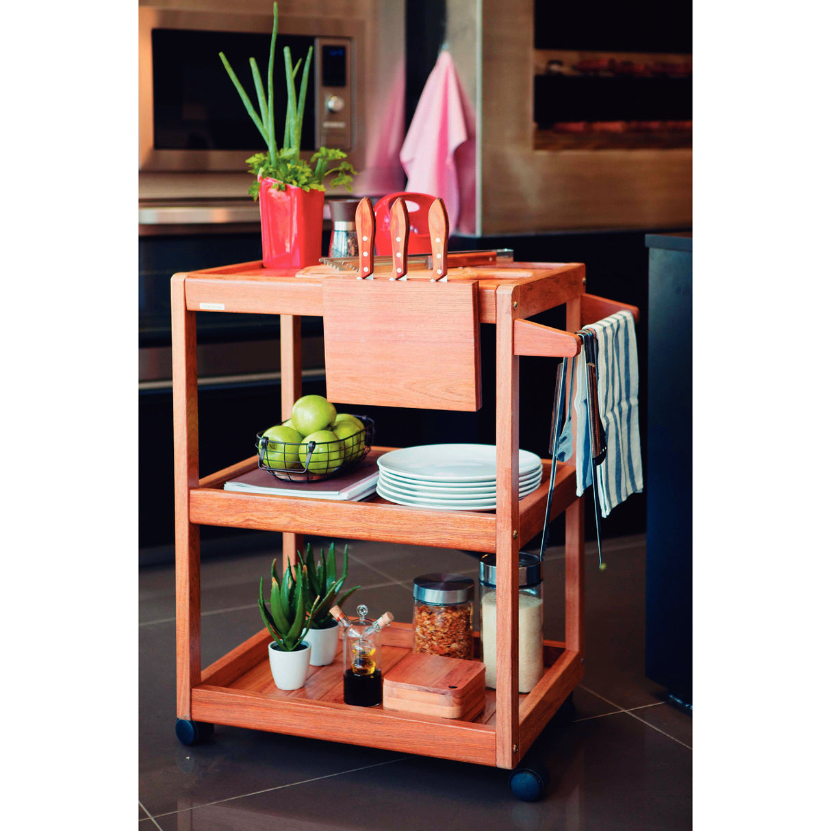 Churrasco Jatoba Wood Serving Trolley