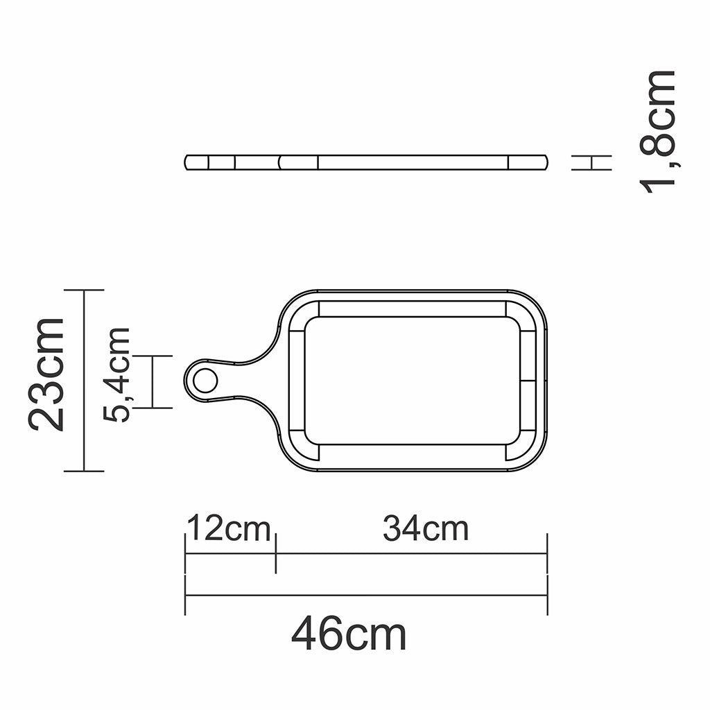 Teak Wood Chopping Board with Handle, 46x23cm