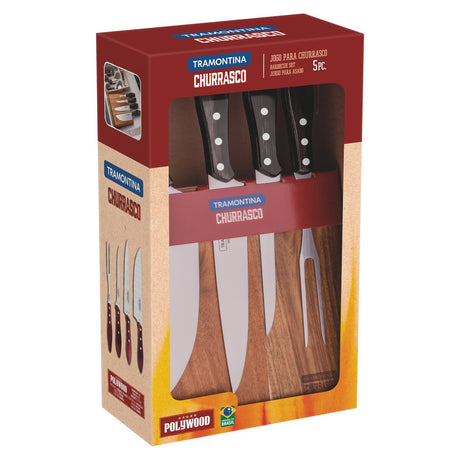 Churrasco Polywood 5-Piece Knife Block, Brown