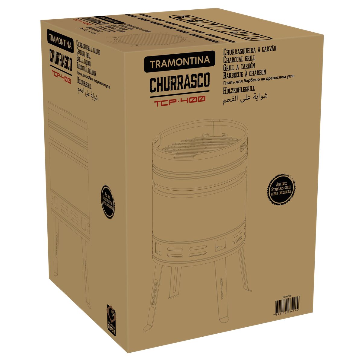 TCP 400 Stainless Steel Charcoal Grill with Charcoal Tray