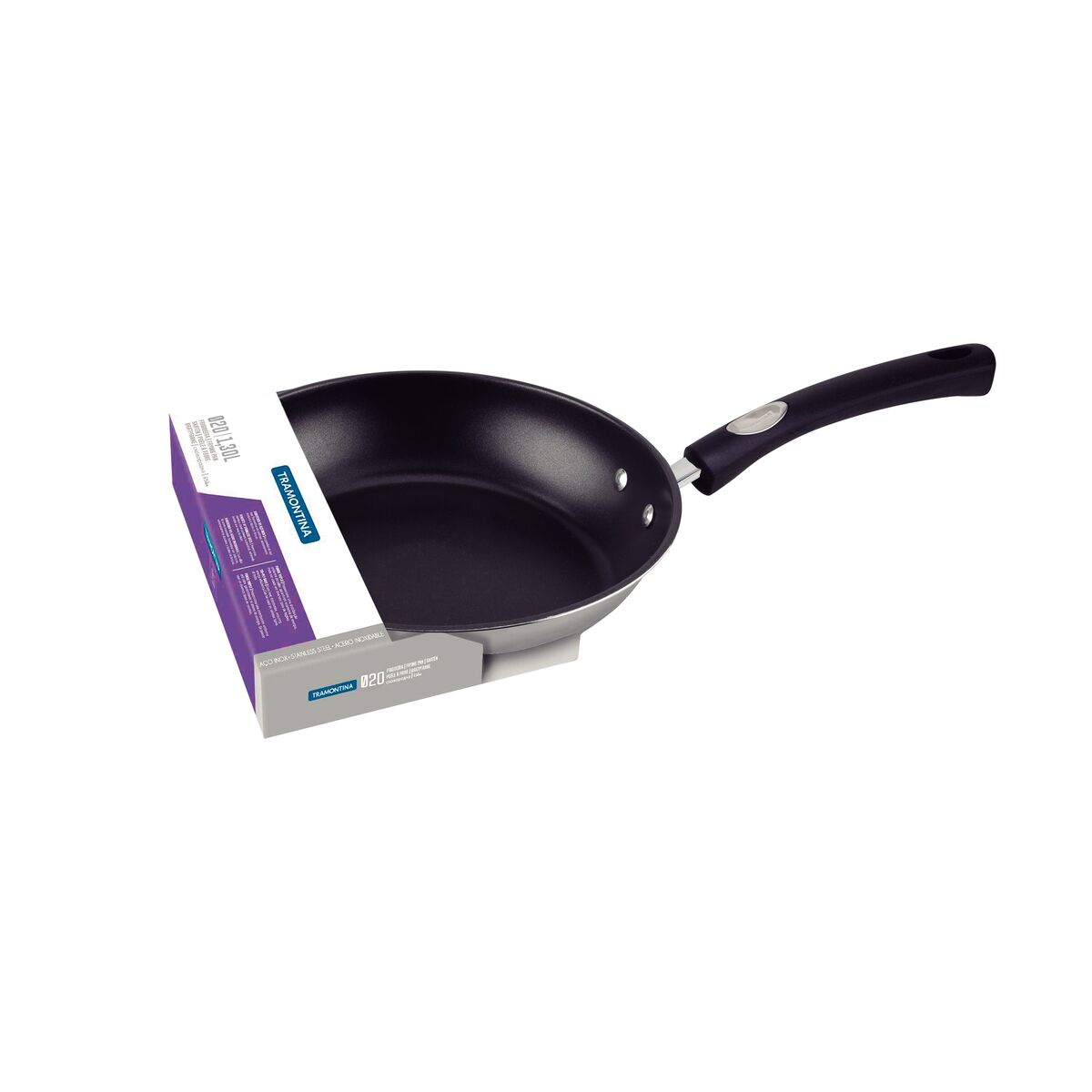 Solar Non-Stick Stainless Steel Shallow Frying Pan, 20cm, 1.3L
