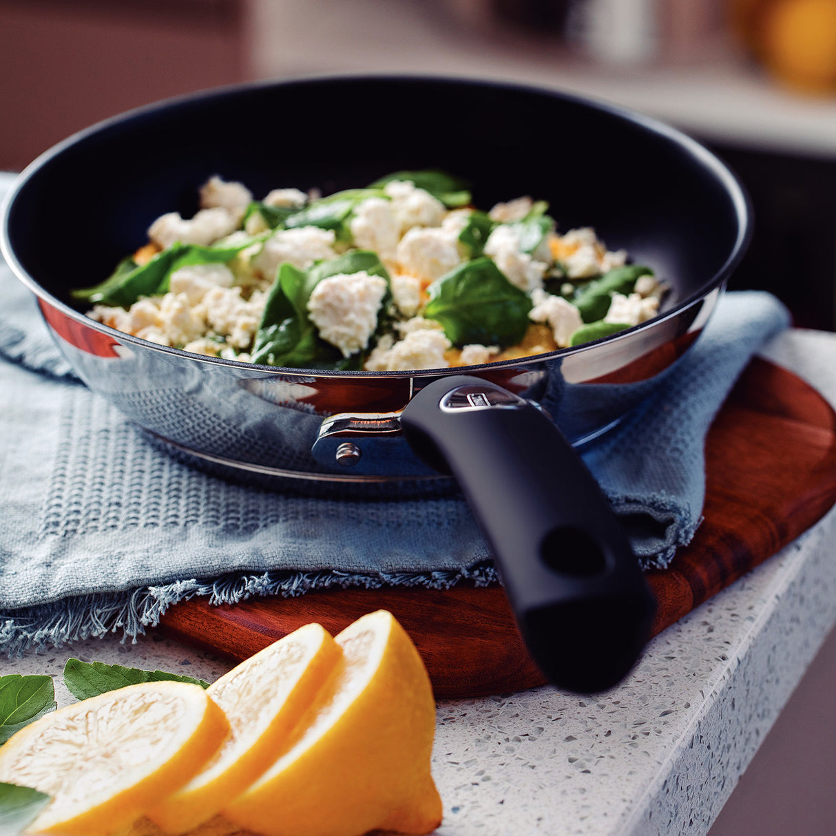 Solar Non-Stick Stainless Steel Shallow Frying Pan, 24cm, 2.1L