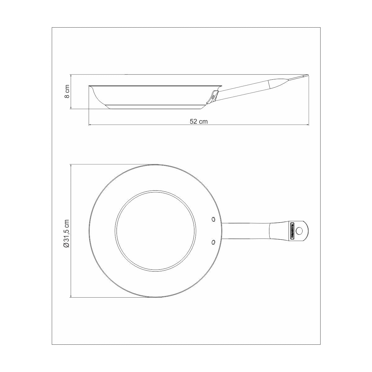 Professional Non-Stick Stainless Steel Frying Pan, 30cm, 2.9L