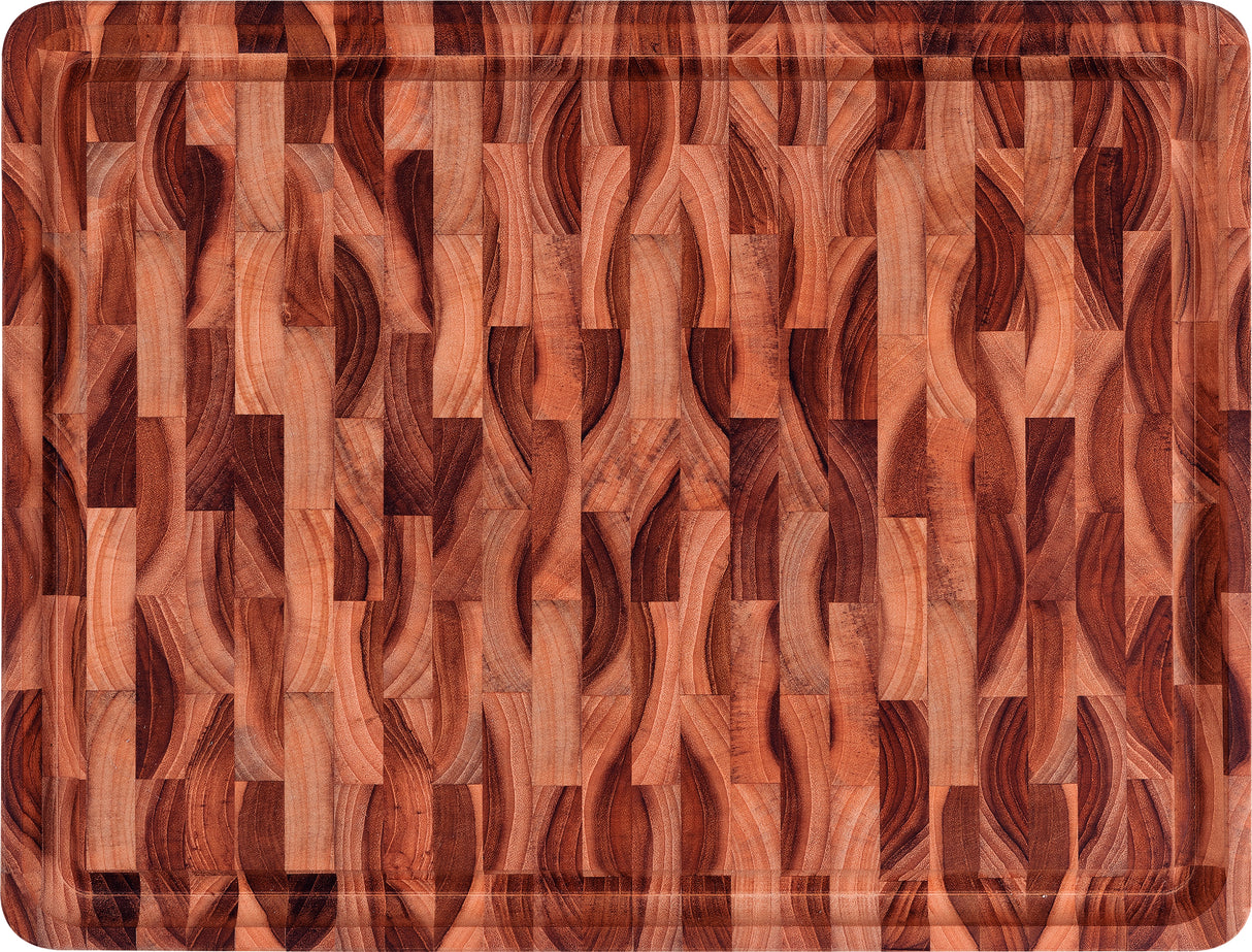 End Grain Barbecue Chopping Board, Teak Wood with Mineral Oil Finish, 46x35cm - FSC Certified