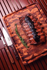 End Grain Barbecue Chopping Board, Teak Wood with Mineral Oil Finish, 46x35cm - FSC Certified