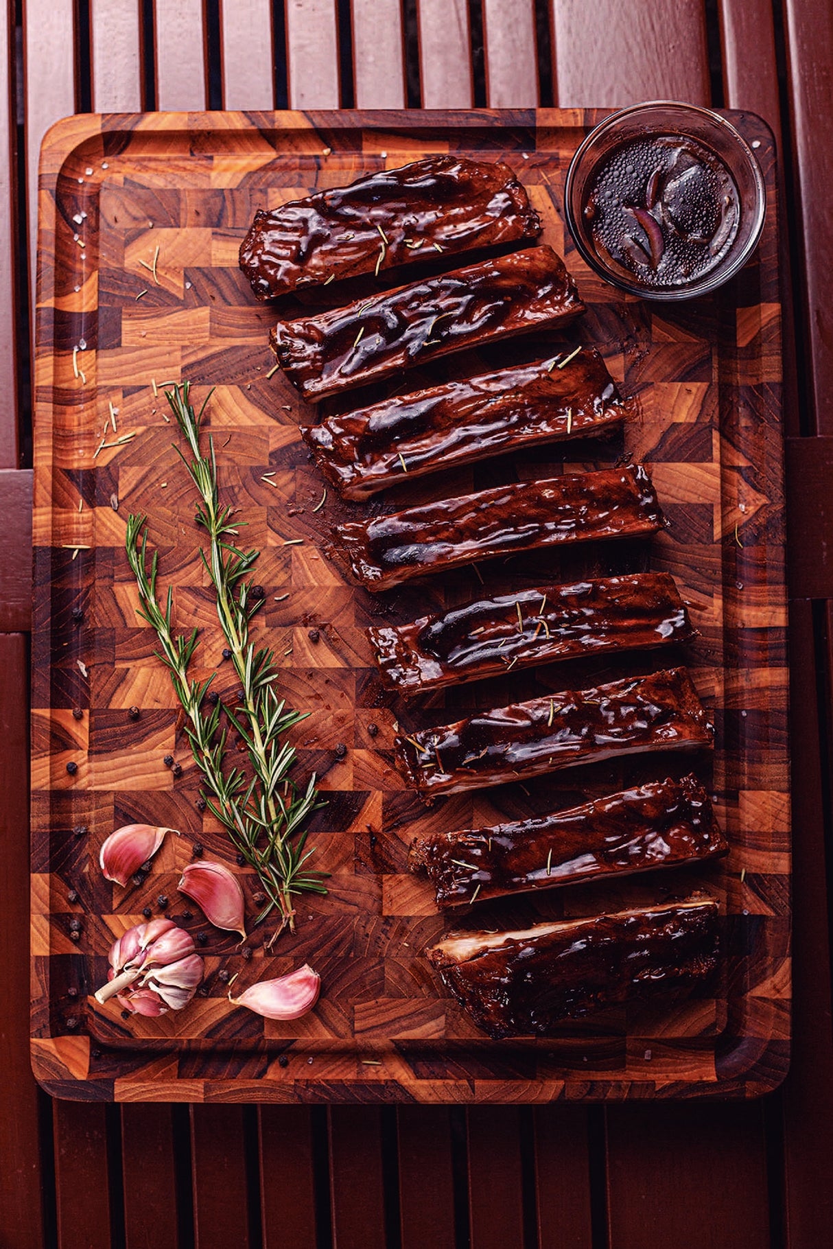 End Grain Barbecue Chopping Board, Teak Wood with Mineral Oil Finish, 46x35cm - FSC Certified