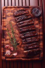 End Grain Barbecue Chopping Board, Teak Wood with Mineral Oil Finish, 46x35cm - FSC Certified