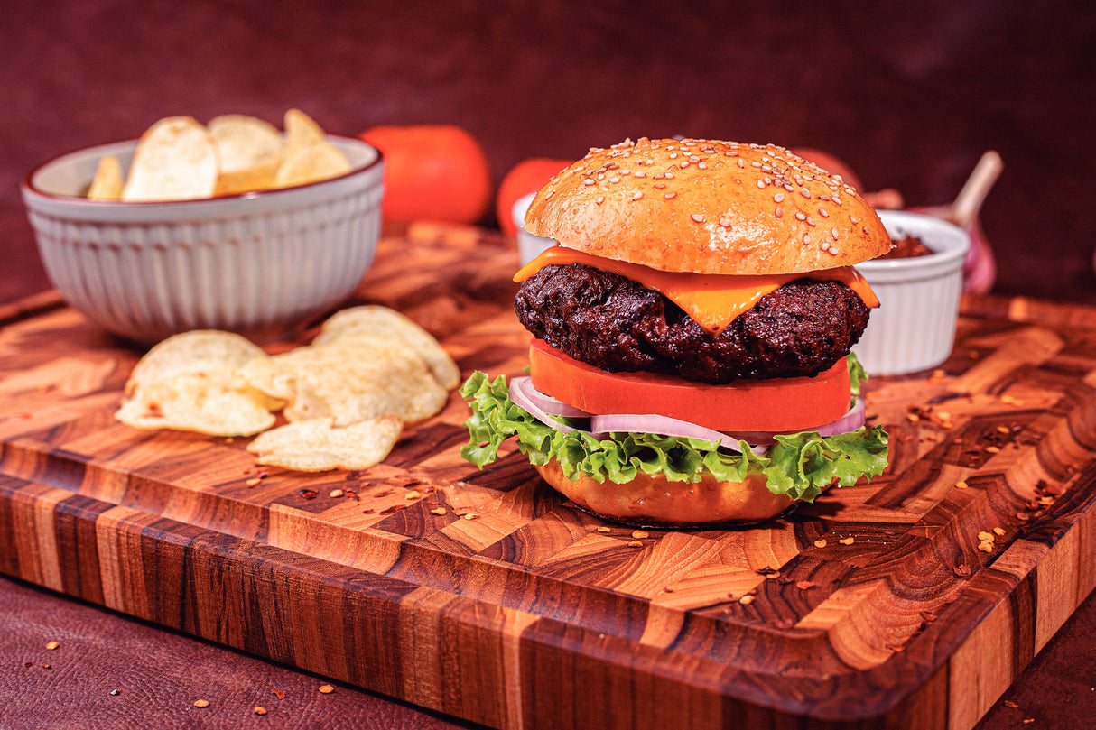 End Grain Barbecue Chopping Board, Teak Wood with Mineral Oil Finish, 46x35cm - FSC Certified