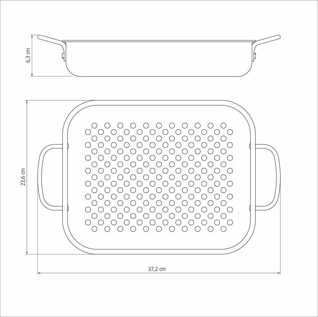 Churrasco Rectangular Anodized Aluminum Grill, 28cm