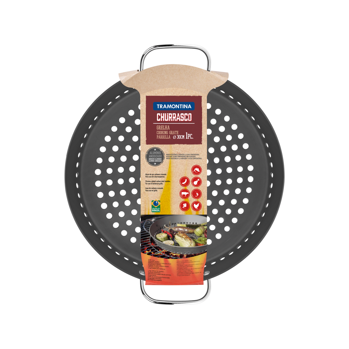 Churrasco Aluminum Grill with Graphite Anodized Finish, 30 cm