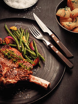 6-Piece Stainless-Steel Steak Knife Set with Brown Polywood Handles