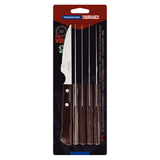 6-Piece Stainless-Steel Steak Knife Set with Brown Polywood Handles