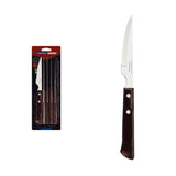 6-Piece Stainless-Steel Steak Knife Set with Brown Polywood Handles