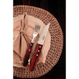 4-Piece Jumbo Steak Kinife Set Stainless-Steel and Treated Red Polywood handles