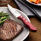 4-Piece Jumbo Steak Kinife Set Stainless-Steel and Treated Red Polywood handles
