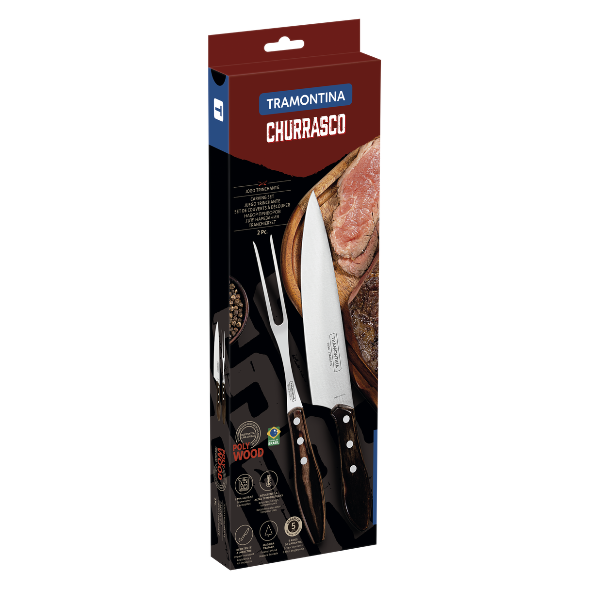 Churrasco Polywood 2-Piece BBQ Set, Brown