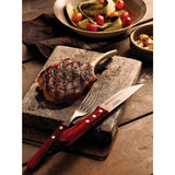 4-Piece Jumbo Steak Kinife Set Stainless-Steel and Treated Red Polywood handles