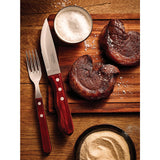 4-Piece Jumbo Steak Kinife Set Stainless-Steel and Treated Red Polywood handles