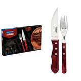 12-Piece Jumbo Flatware Set Stainless-Steel with Red Polywood Handles