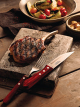 12-Piece Jumbo Flatware Set Stainless-Steel with Red Polywood Handles