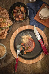 12-Piece Jumbo Flatware Set Stainless-Steel with Red Polywood Handles
