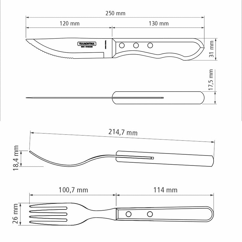 12-Piece Jumbo Flatware Set Stainless-Steel with Brown Polywood Handles