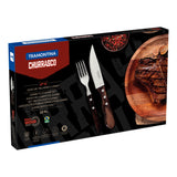 12-Piece Jumbo Flatware Set Stainless-Steel with Brown Polywood Handles