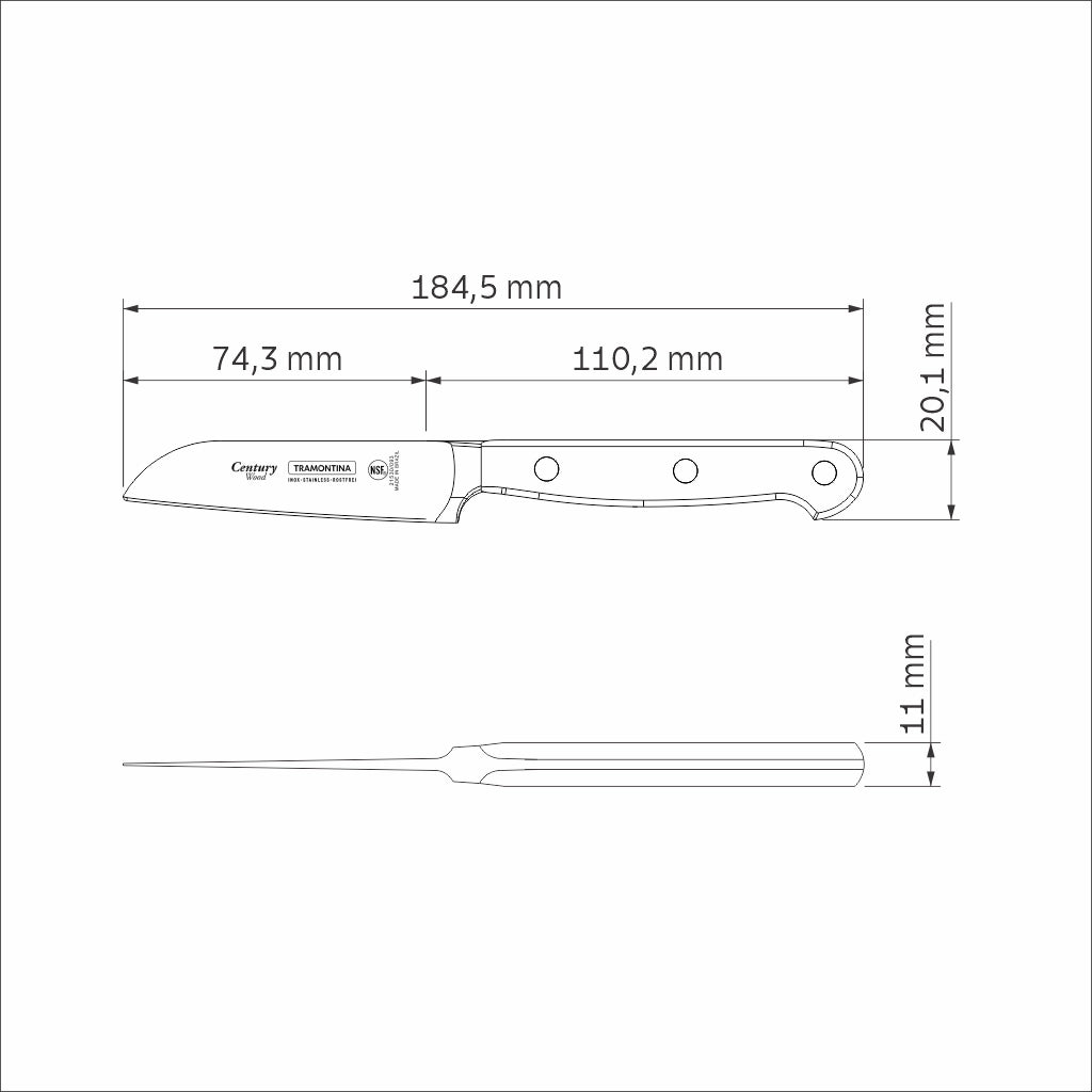Century Wood Forged Vegetable and Fruit Knife, 3"