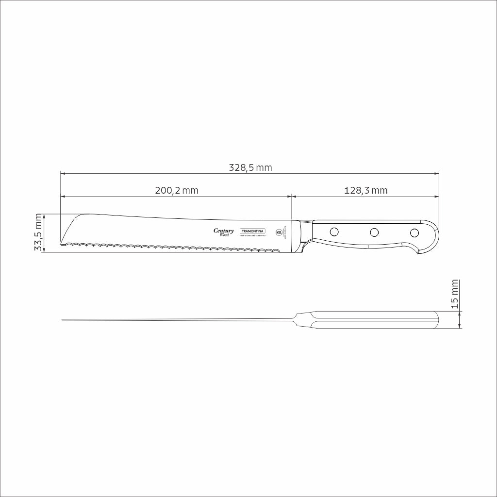 Century Wood Forged Bread Knife, 8"