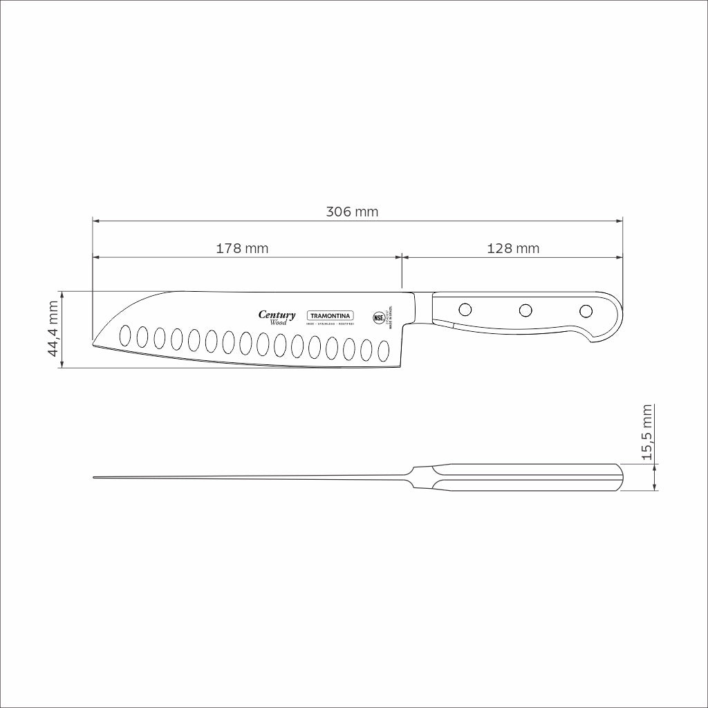 Century Wood Santoku Knife, 7"