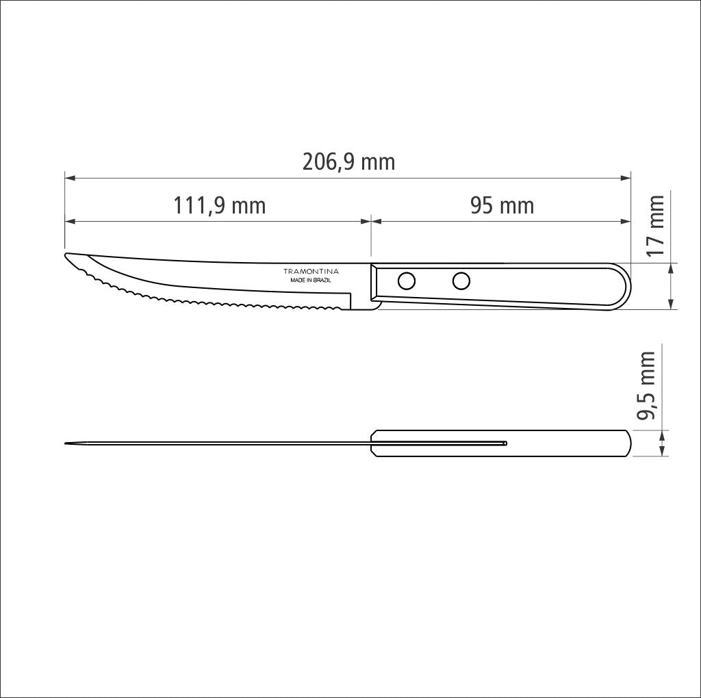 Dynamic 6-Piece Steak Knife Set with Stainless Steel Blades and Natural Wood Handles
