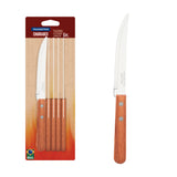 Dynamic 6-Piece Steak Knife Set with Stainless Steel Blades and Natural Wood Handles