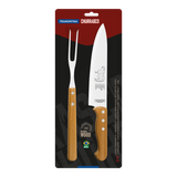 2-Piece Carving Set with Stainless-Steel Blades and Natural Wood Handles