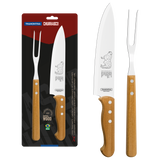 2-Piece Carving Set with Stainless-Steel Blades and Natural Wood Handles